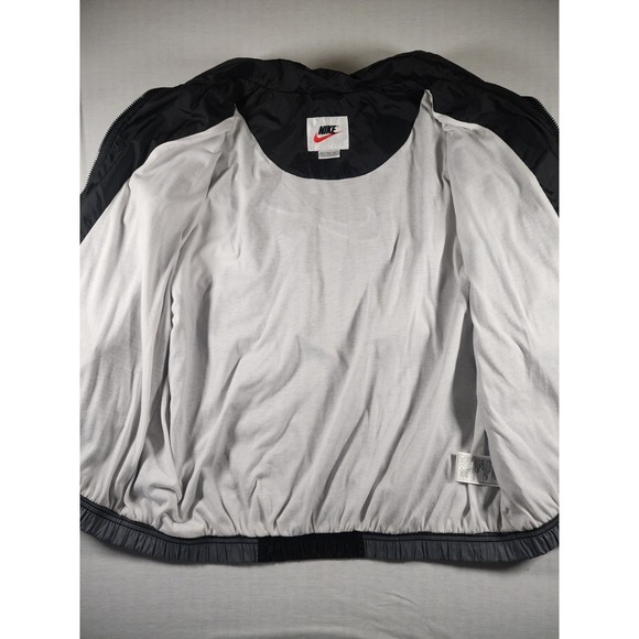 VINTAGE Nike Tracksuit Set XL Black/White Baggy Big Swoosh Windbreaker Retro 90s - Picture 10 of 16